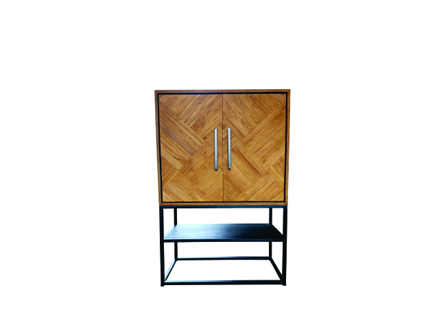 BLACK JADIOR (Full Teakwood) - Cabinet 2 Doors 1 Open Rack