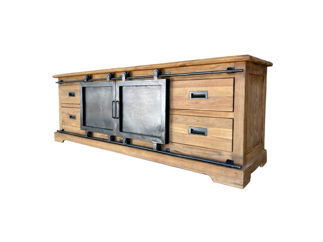 D’GATE - TV Cabinet 2 Sliding Doors 4 Drawers