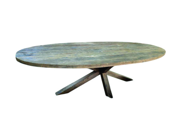 JAVA ANTIQUE - Oval Table with Wooden Spider Leg (Top 4 cm, Leg 10 x 10 cm)