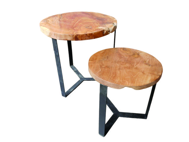 GREEN - Nesting Table (2 in 1) with Iron Plat Leg